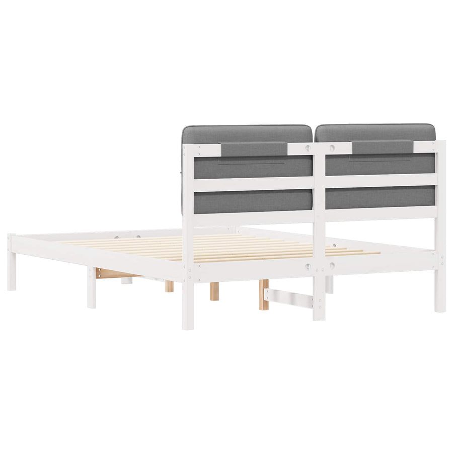 Bedframe met Gevoerd Hoofdgedeelte Lichtgrijs 150 x 200 cm