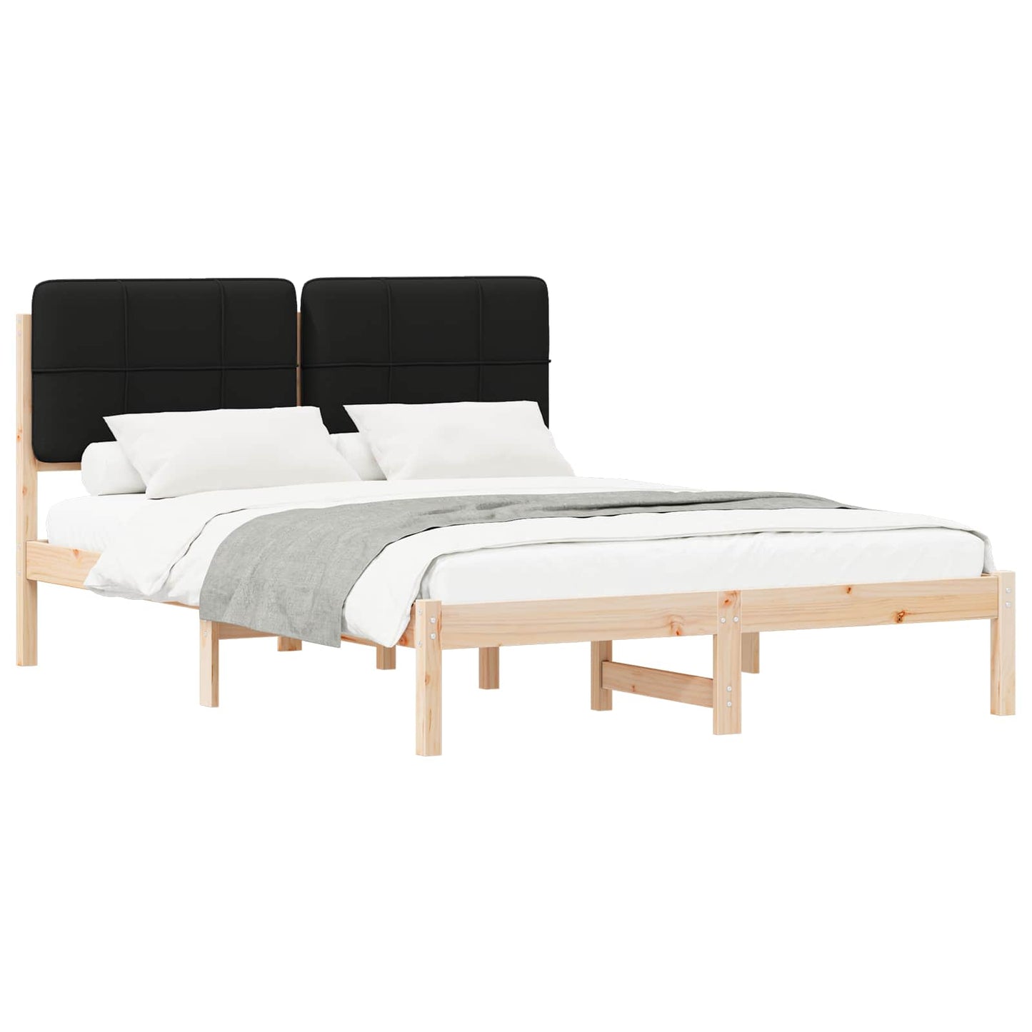 Bedframe met Gevoerd Hoofdgedeelte Zwart 140 x 200 cm