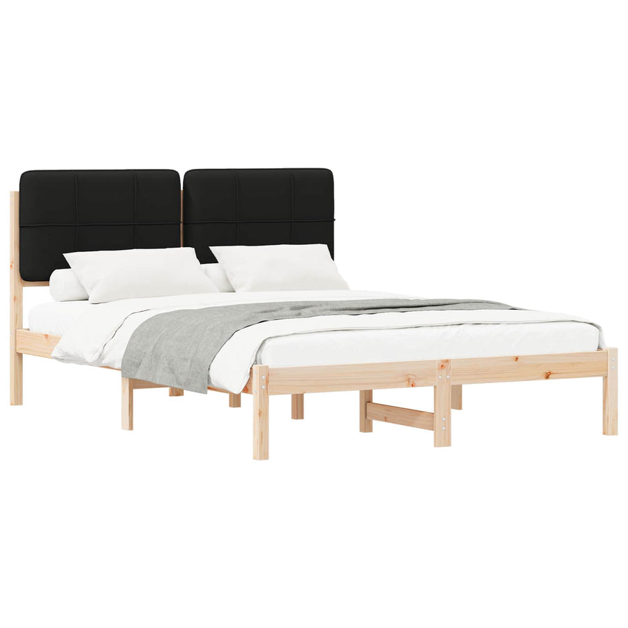 Bedframe met Gevoerd Hoofdgedeelte Zwart 140 x 200 cm