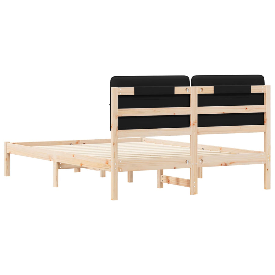Bedframe met Gevoerd Hoofdgedeelte Zwart 140 x 200 cm