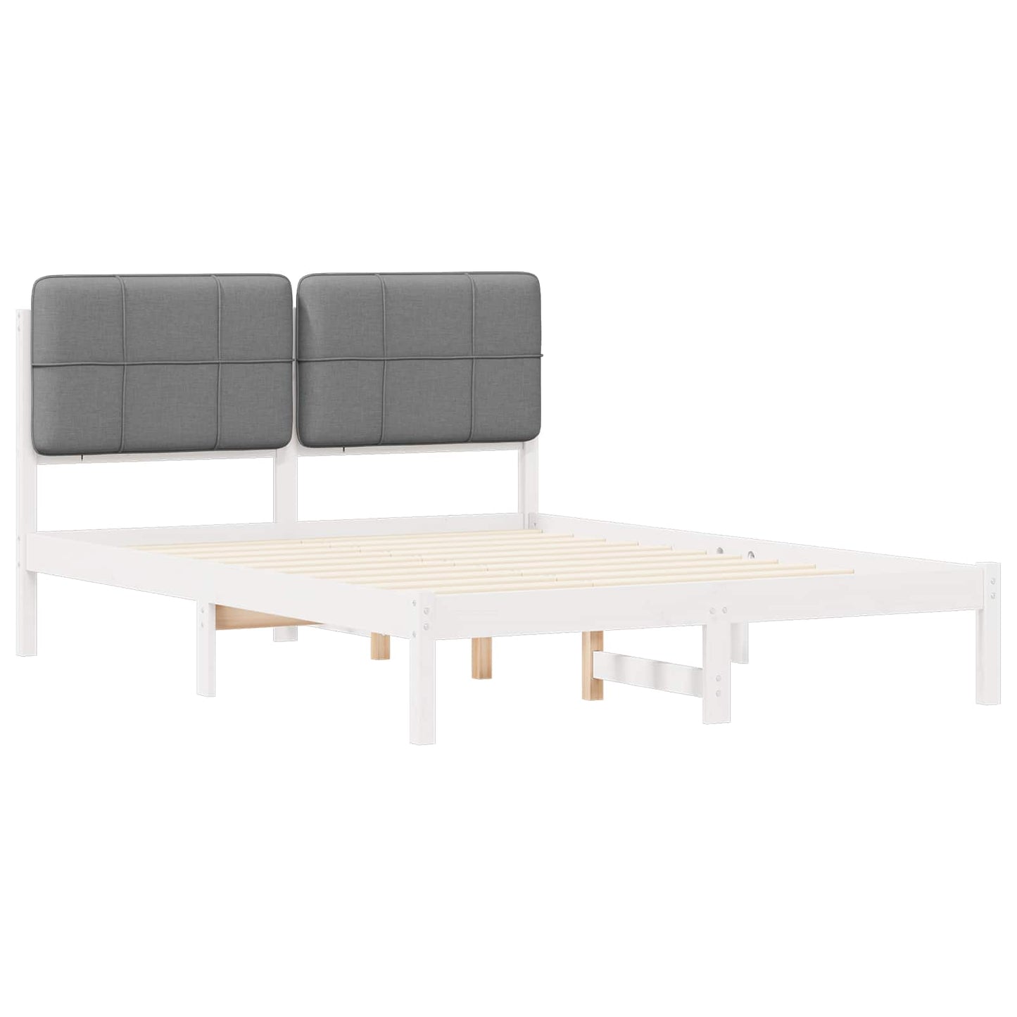 Bedframe met Gevoerd Hoofdgedeelte Lichtgrijs 140 x 200 cm