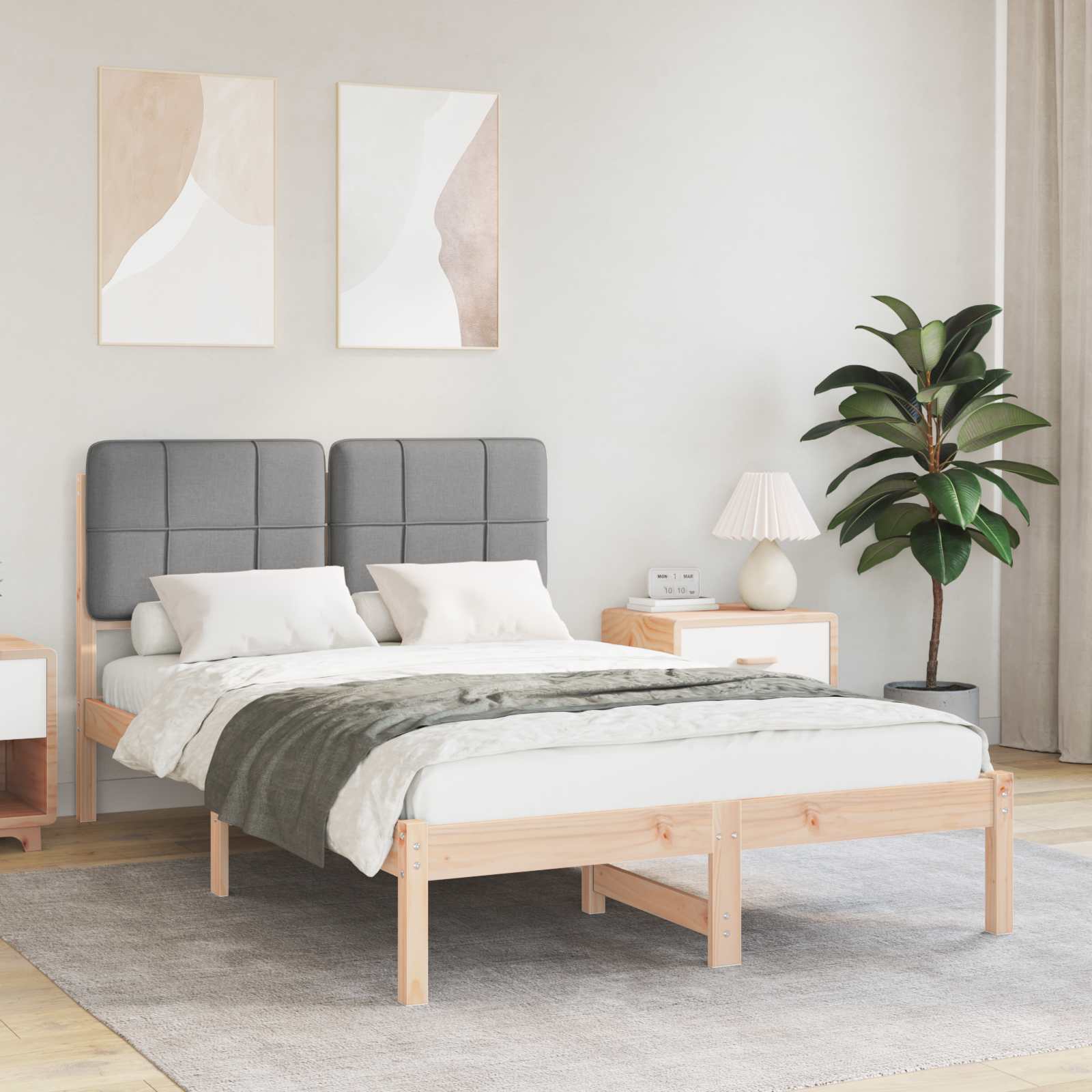 Bedframe met Gevoerd Hoofdgedeelte Lichtgrijs 120 x 200 cm