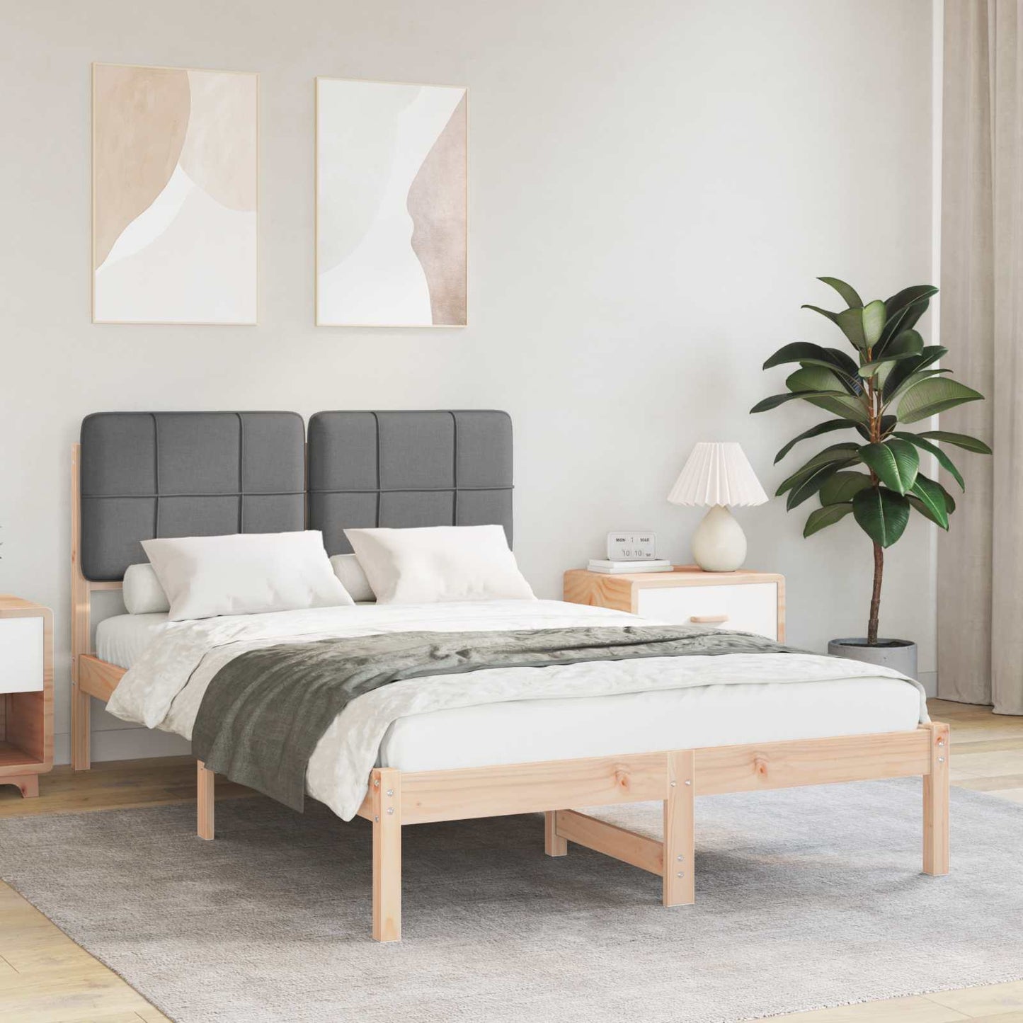 Bedframe met Gevoerd Hoofdgedeelte Donkergrijs 120 x 200 cm