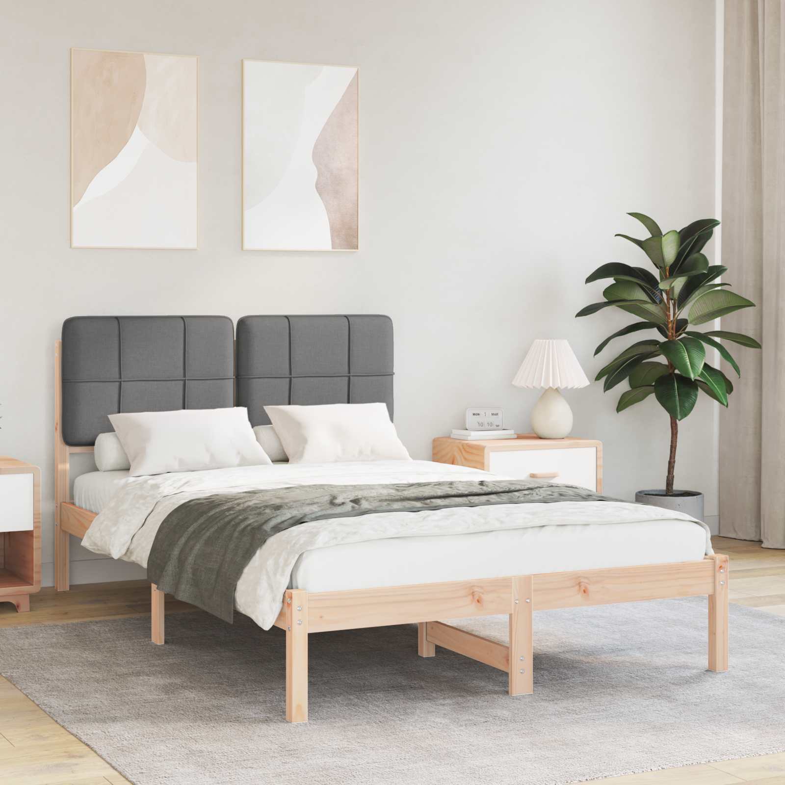 Bedframe met Gevoerd Hoofdgedeelte Donkergrijs 120 x 200 cm