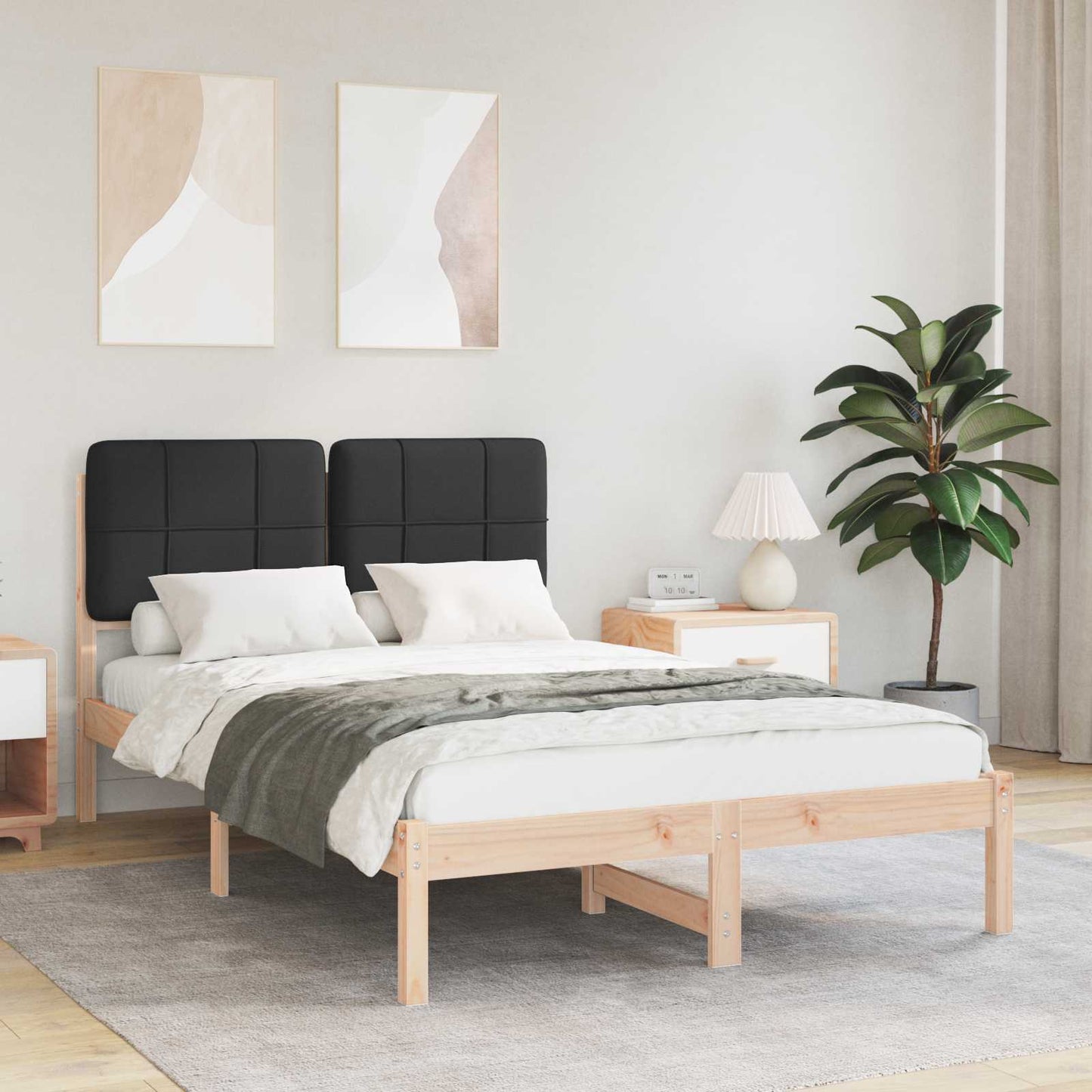 Bedframe met Gevoerd Hoofdgedeelte Zwart 120 x 200 cm
