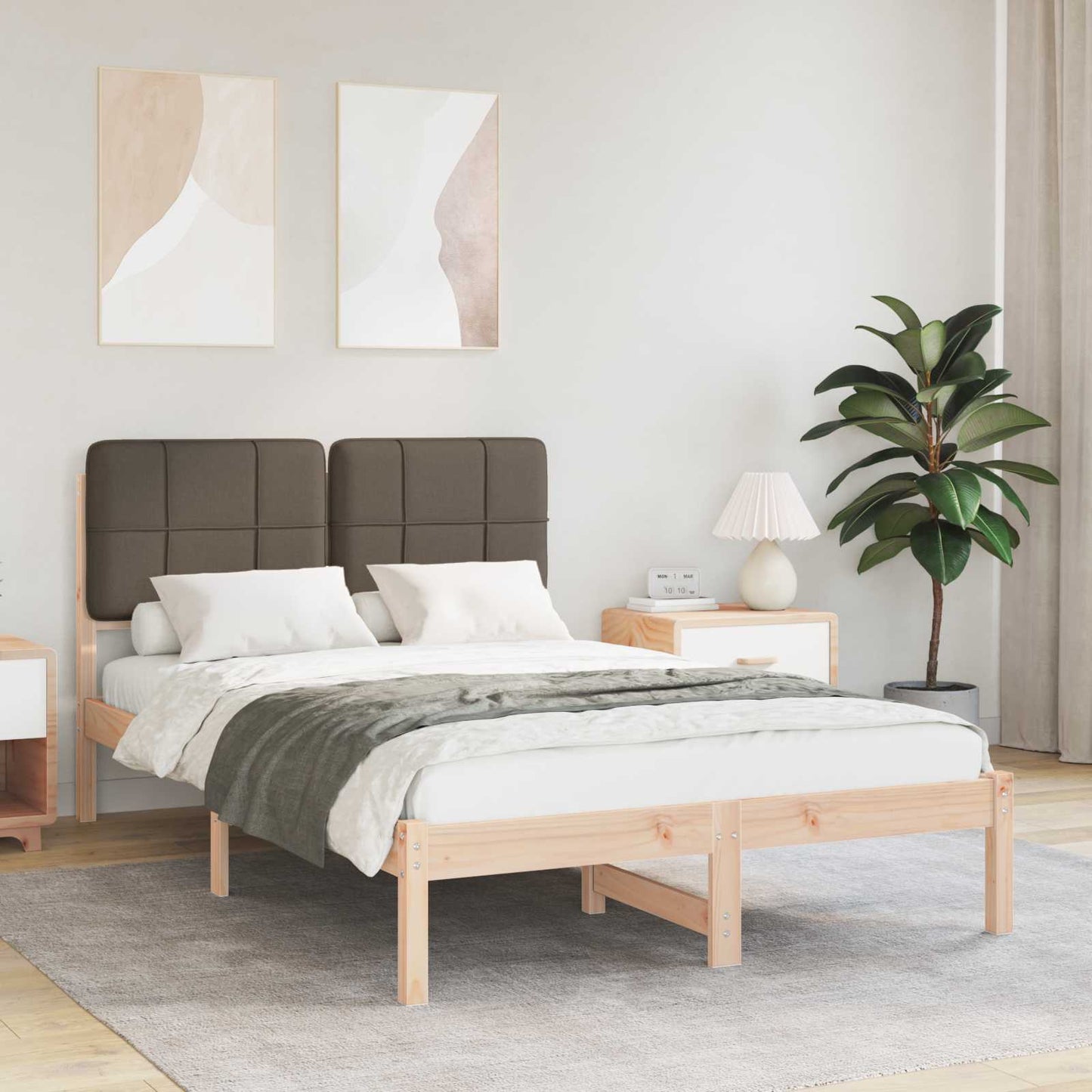Bedframe met Gevoerd Hoofdgedeelte Taupe 120 x 200 cm