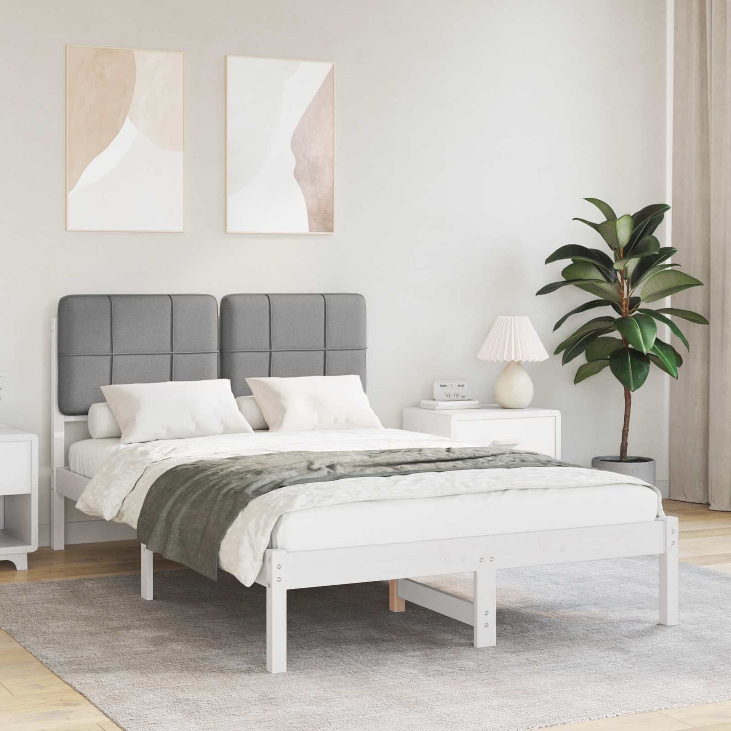 Bedframe met Gevoerd Hoofdgedeelte Lichtgrijs 120 x 200 cm
