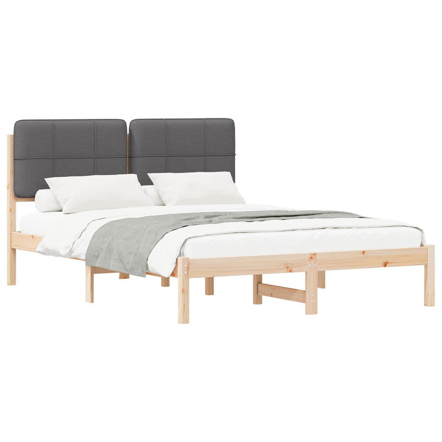 Bedframe met Gevoerd Hoofdgedeelte Donkergrijs 140 x 190 cm