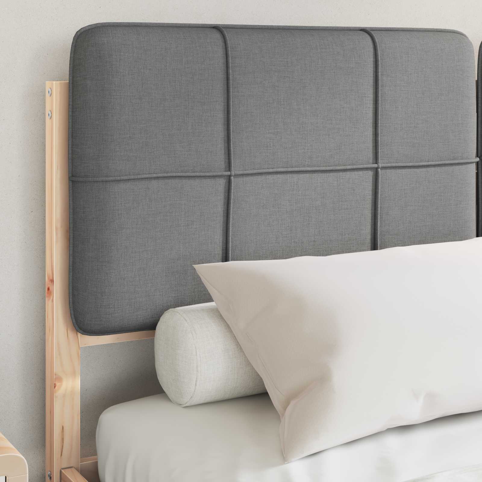 Bedframe met Gevoerd Hoofdgedeelte Lichtgrijs 135 x 190 cm