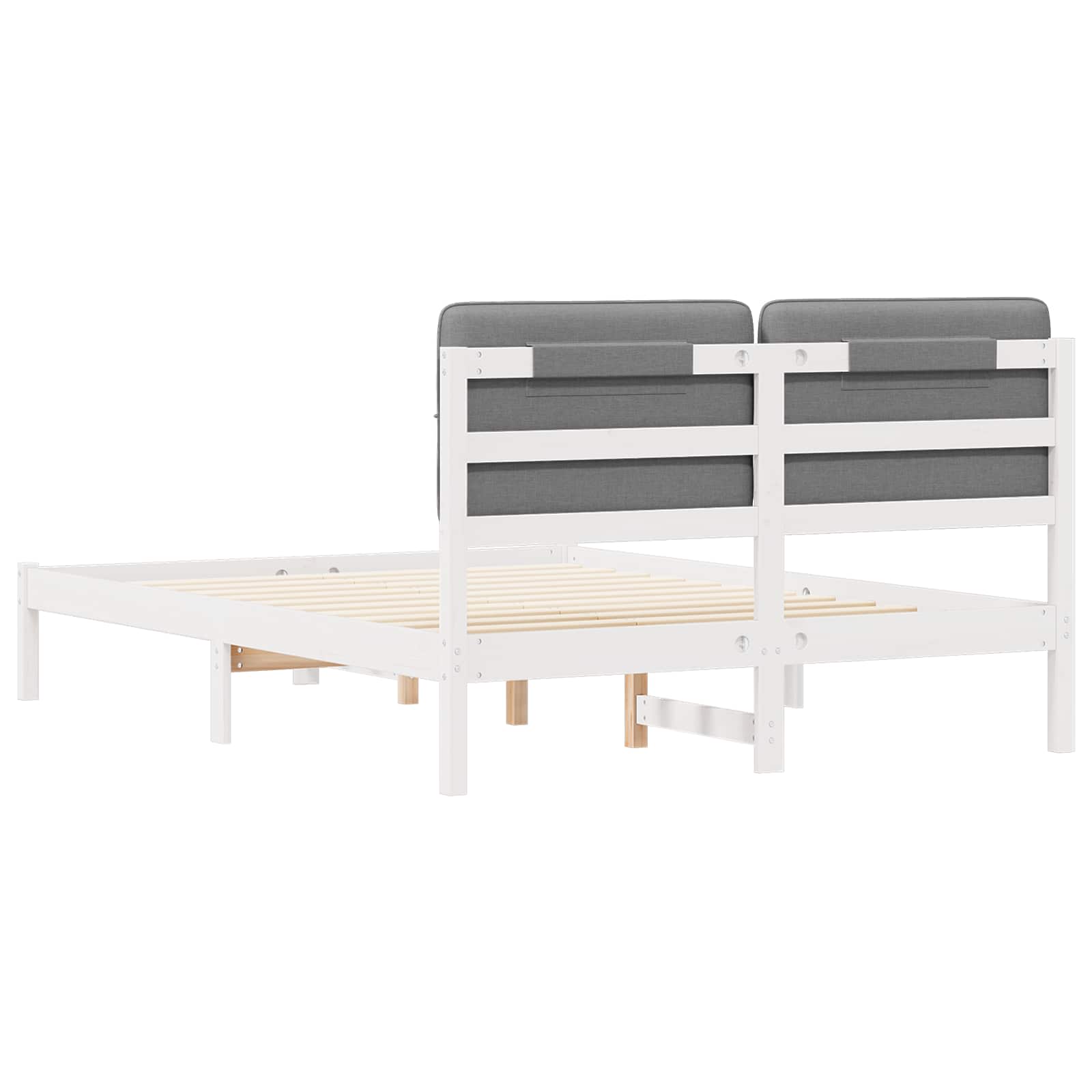 Bedframe met Gevoerd Hoofdgedeelte Lichtgrijs 135 x 190 cm