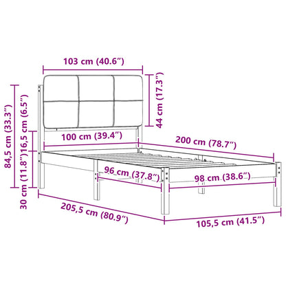 Bedframe met Gevoerd Hoofdgedeelte Lichtgrijs 100 x 200 cm