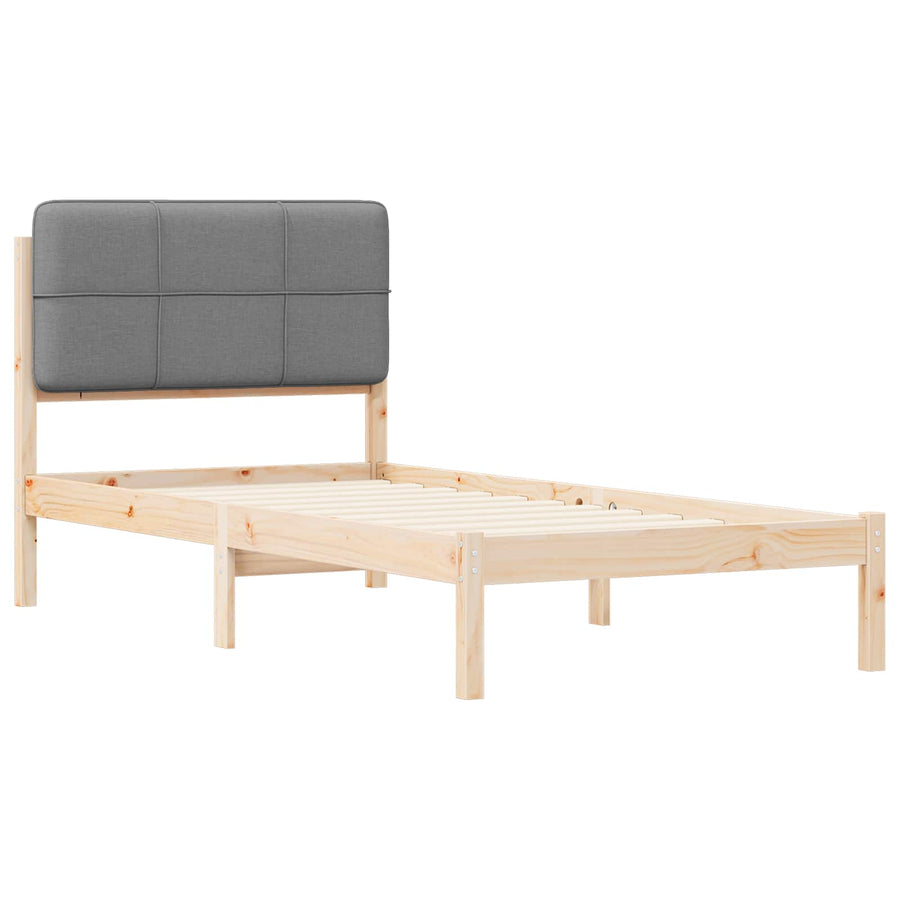 Bedframe met Gevoerd Hoofdgedeelte Lichtgrijs 90 x 200 cm
