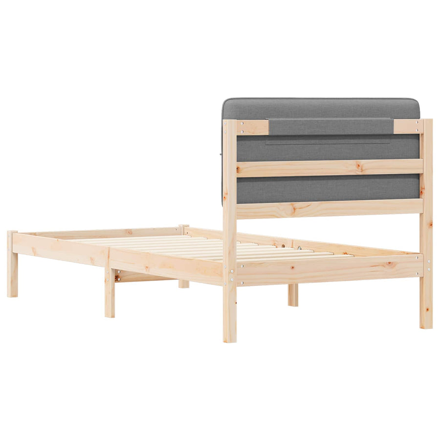 Bedframe met Gevoerd Hoofdgedeelte Lichtgrijs 90 x 200 cm