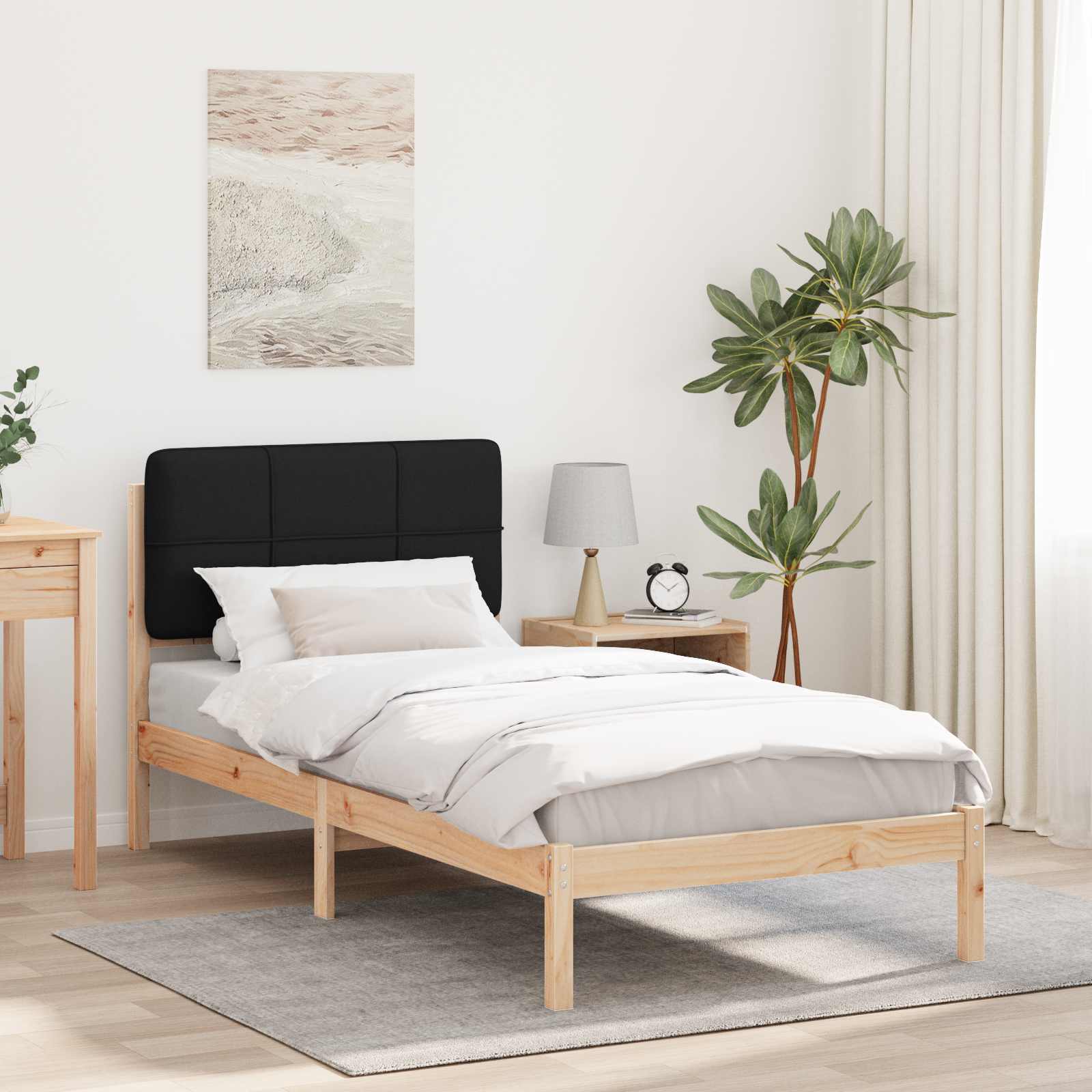 Bedframe met Gevoerd Hoofdgedeelte Zwart 90 x 200 cm