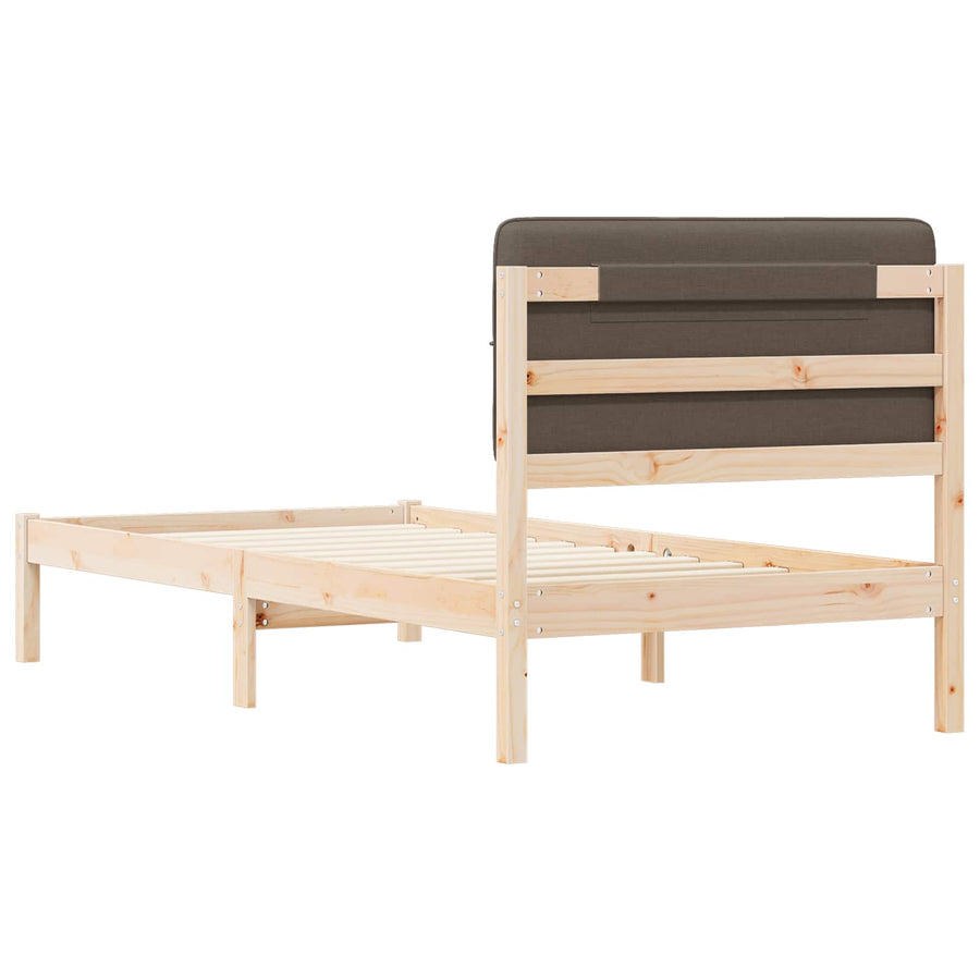 Bedframe met Gevoerd Hoofdgedeelte Taupe 90 x 200 cm