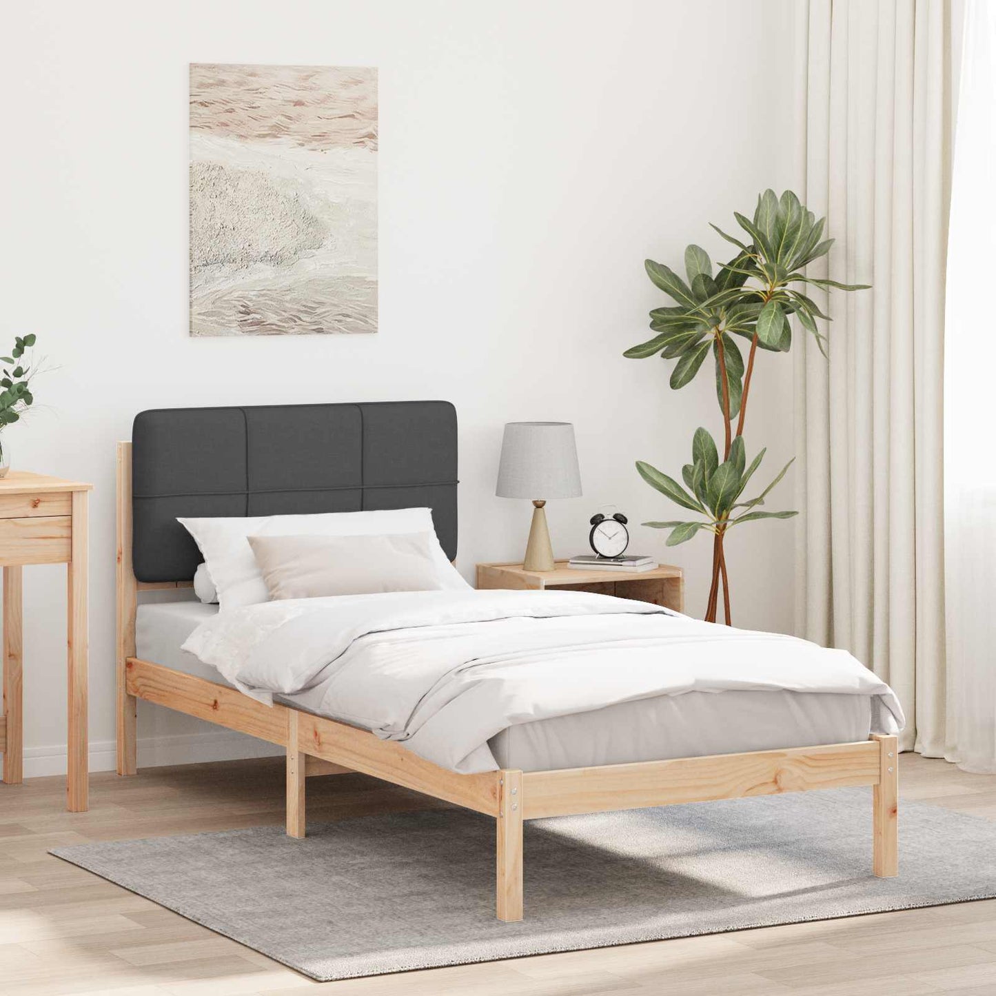 Bedframe met Gevoerd Hoofdgedeelte Donkergrijs 80 x 200 cm