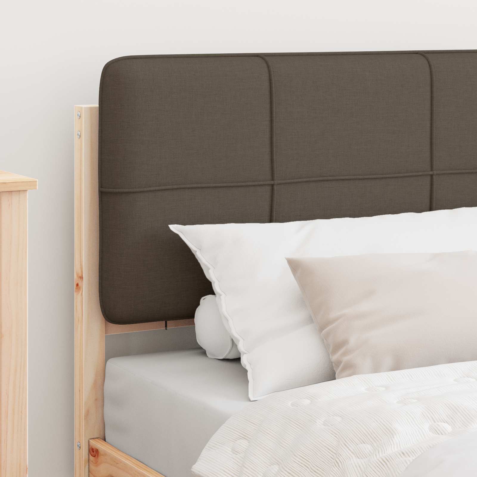 Bedframe met Gevoerd Hoofdgedeelte Taupe 80 x 200 cm