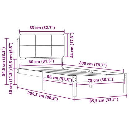 Bedframe met Gevoerd Hoofdgedeelte Lichtgrijs 80 x 200 cm