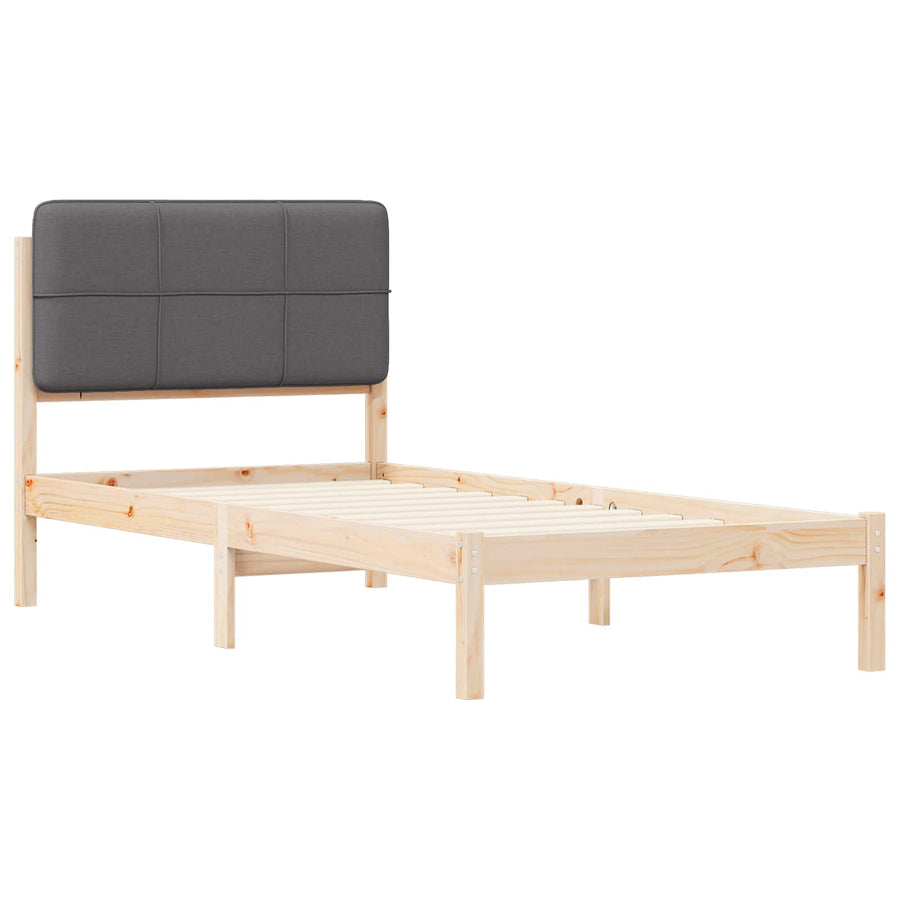 Bedframe met Gevoerd Hoofdgedeelte Donkergrijs 90 x 190 cm