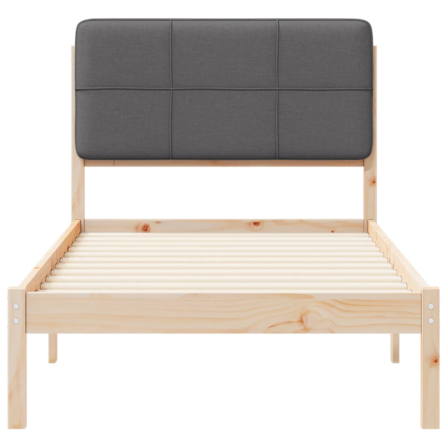 Bedframe met Gevoerd Hoofdgedeelte Donkergrijs 90 x 190 cm