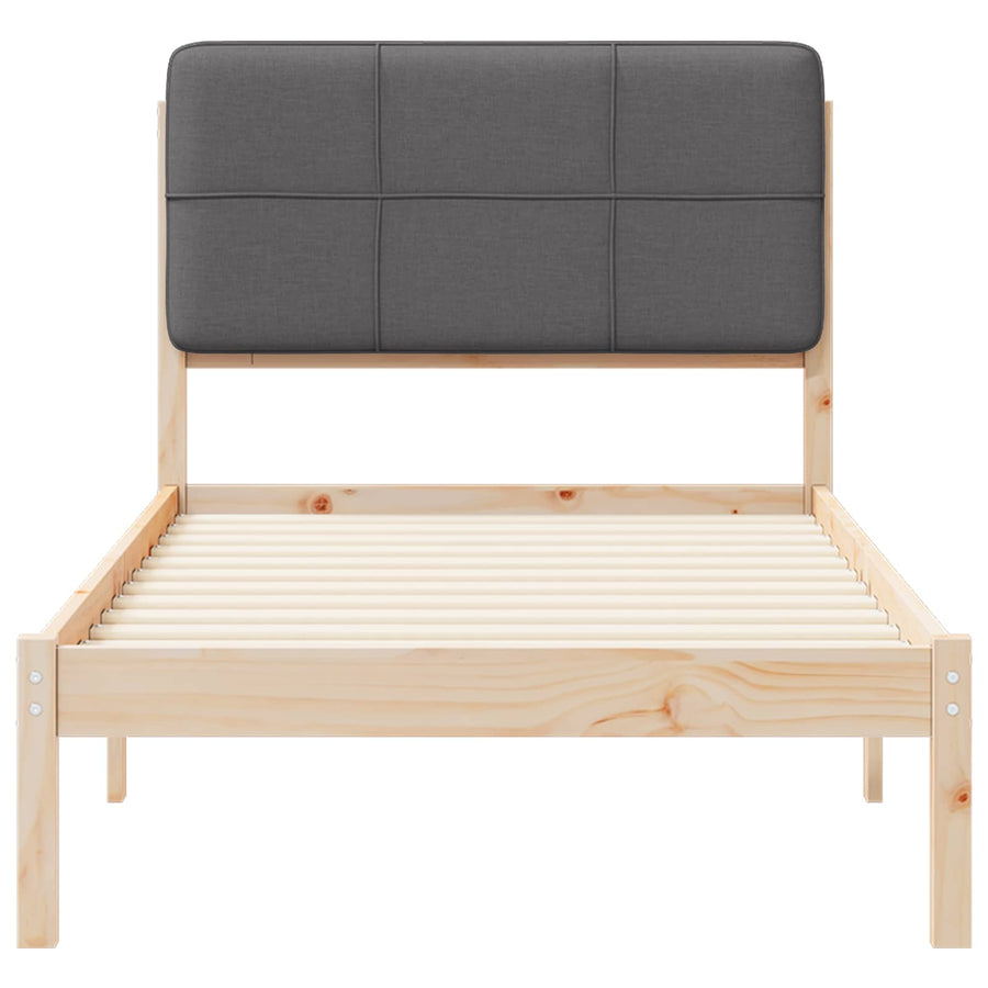 Bedframe met Gevoerd Hoofdgedeelte Donkergrijs 90 x 190 cm