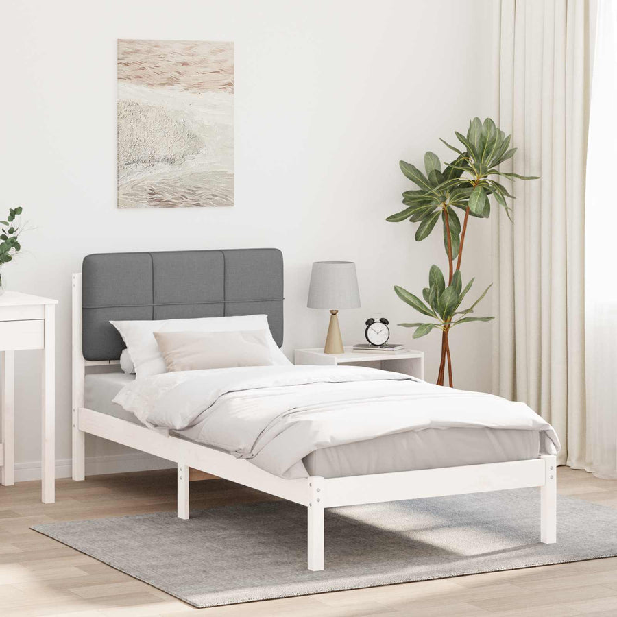 Bedframe met Gevoerd Hoofdgedeelte Lichtgrijs 75 x 190 cm