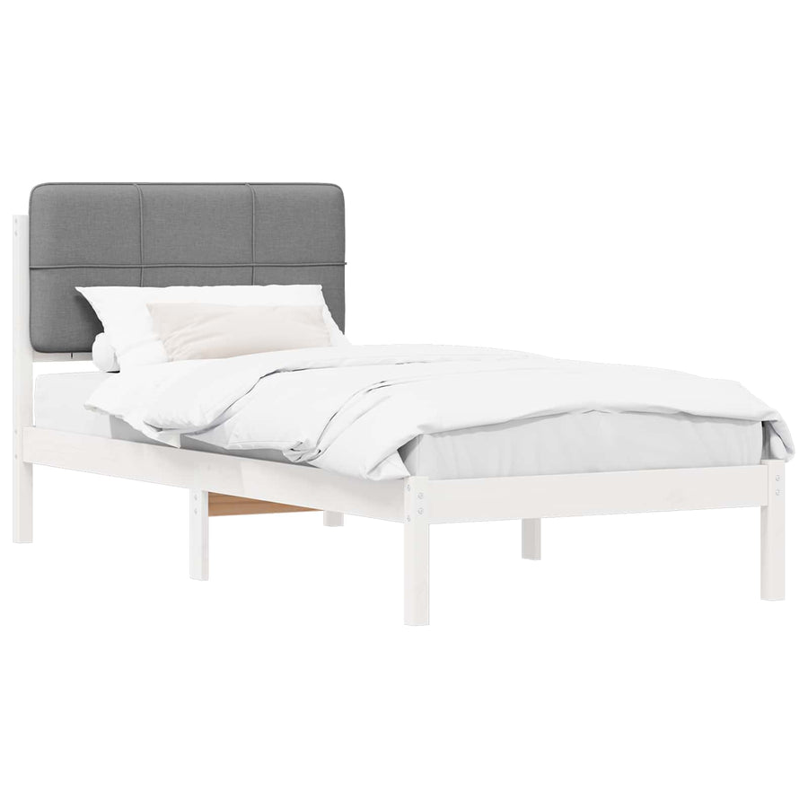 Bedframe met Gevoerd Hoofdgedeelte Lichtgrijs 75 x 190 cm