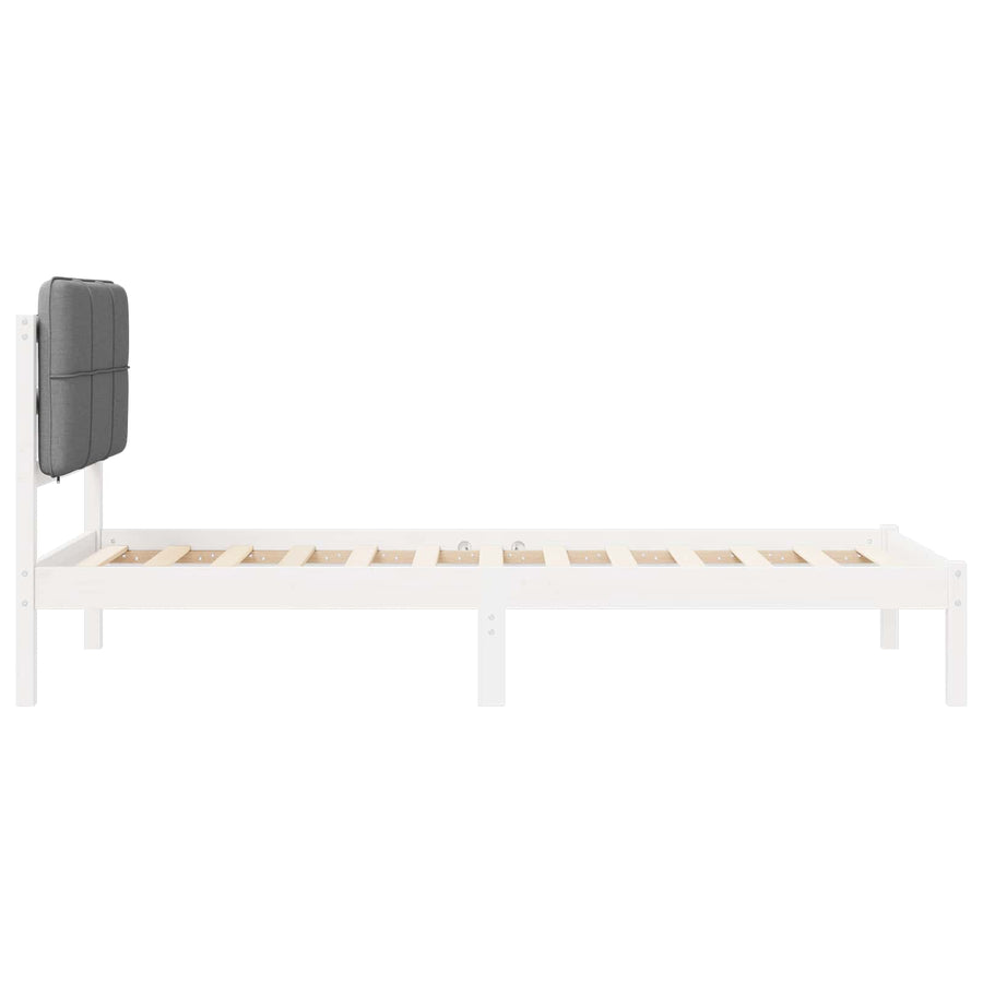 Bedframe met Gevoerd Hoofdgedeelte Lichtgrijs 75 x 190 cm