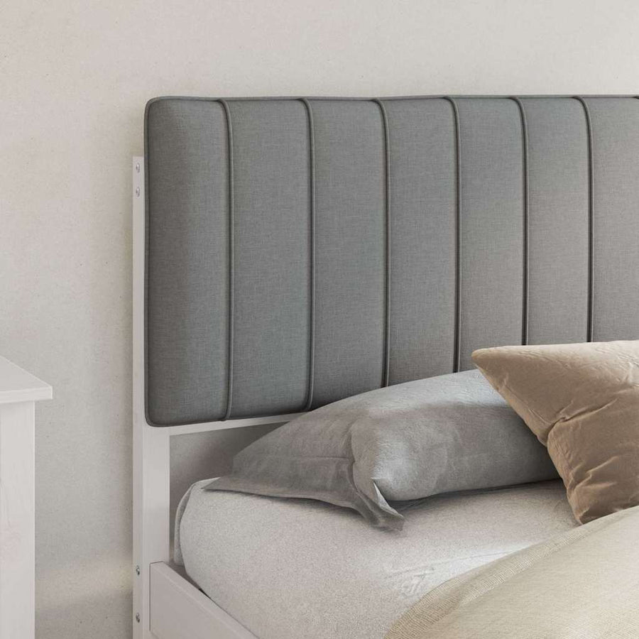 Bedframe met Gevoerd Hoofdgedeelte Lichtgrijs 180 x 200 cm