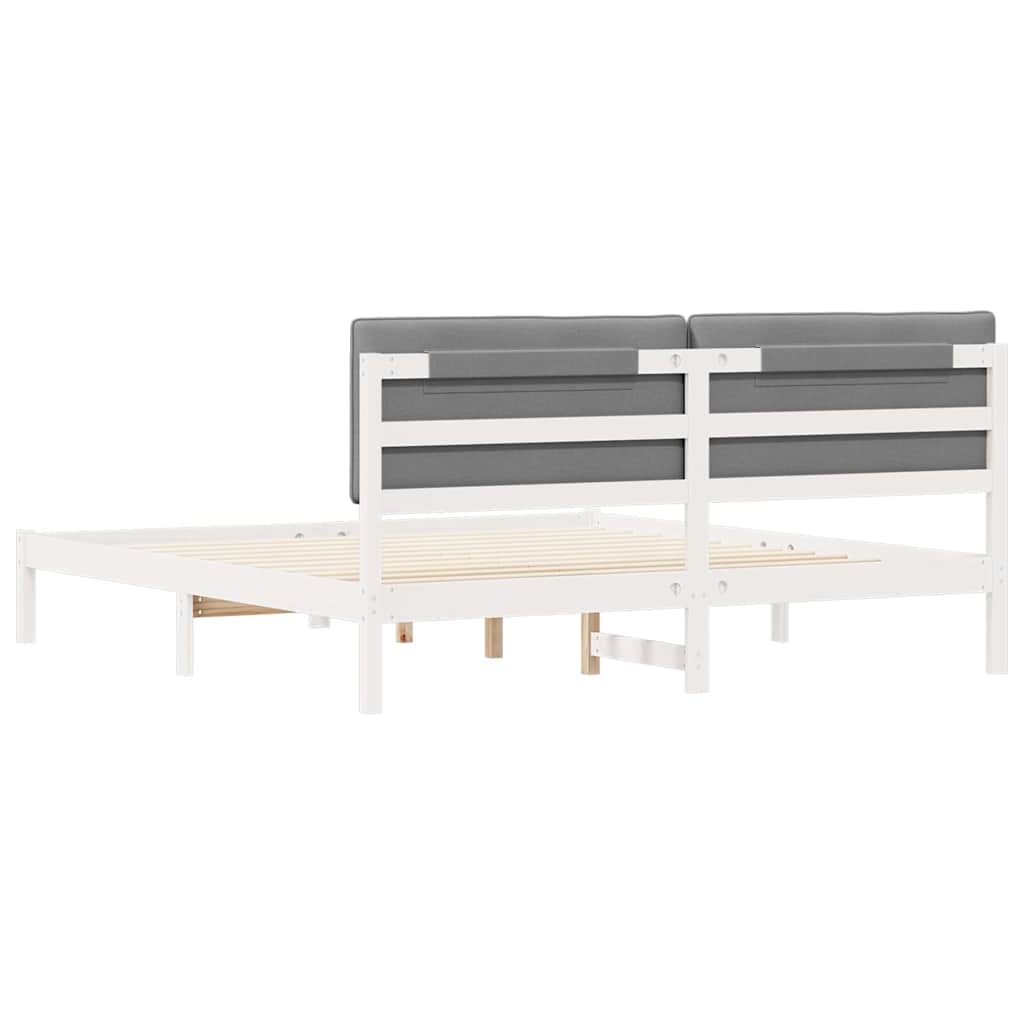 Bedframe met Gevoerd Hoofdgedeelte Lichtgrijs 180 x 200 cm