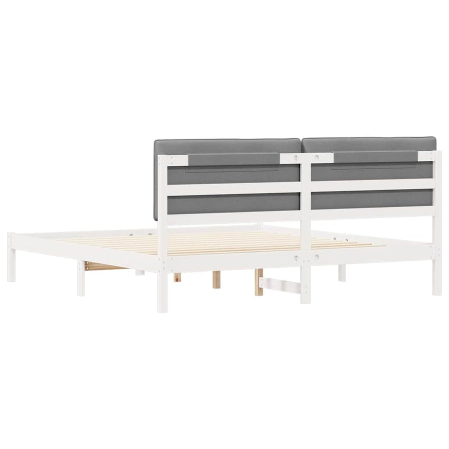 Bedframe met Gevoerd Hoofdgedeelte Lichtgrijs 180 x 200 cm