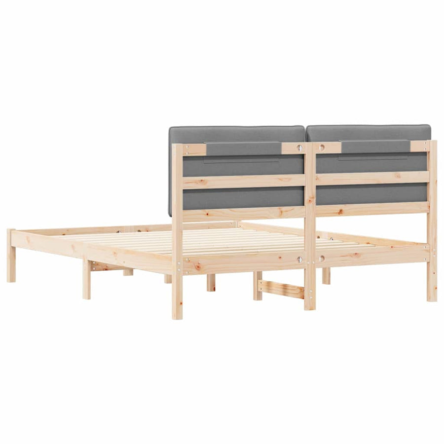Bedframe met Gevoerd Hoofdgedeelte Lichtgrijs 160 x 200 cm