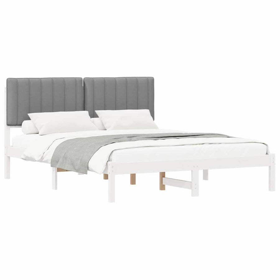 Bedframe met Gevoerd Hoofdgedeelte Lichtgrijs 160 x 200 cm