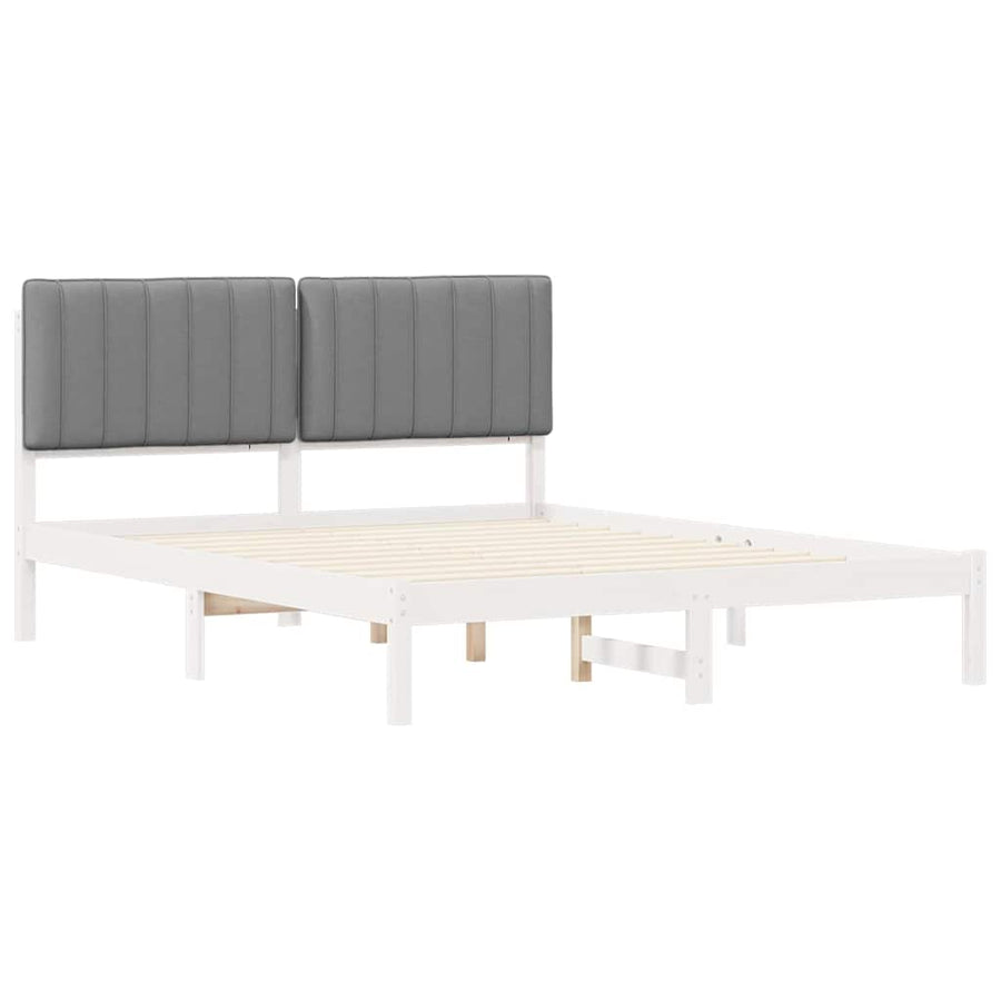 Bedframe met Gevoerd Hoofdgedeelte Lichtgrijs 160 x 200 cm