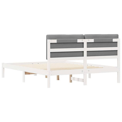Bedframe met Gevoerd Hoofdgedeelte Lichtgrijs 160 x 200 cm
