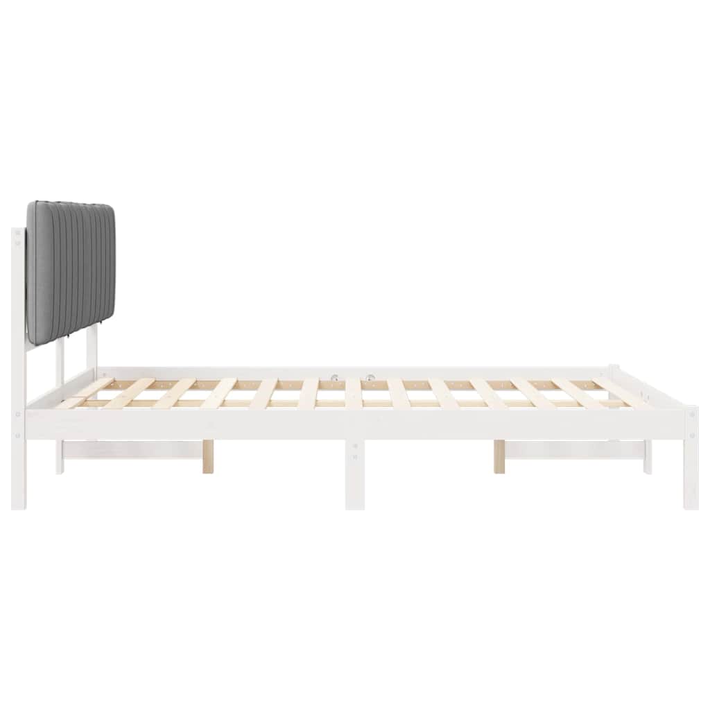 Bedframe met Gevoerd Hoofdgedeelte Lichtgrijs 160 x 200 cm
