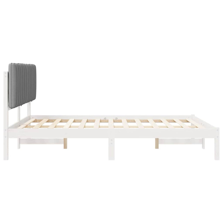 Bedframe met Gevoerd Hoofdgedeelte Lichtgrijs 160 x 200 cm