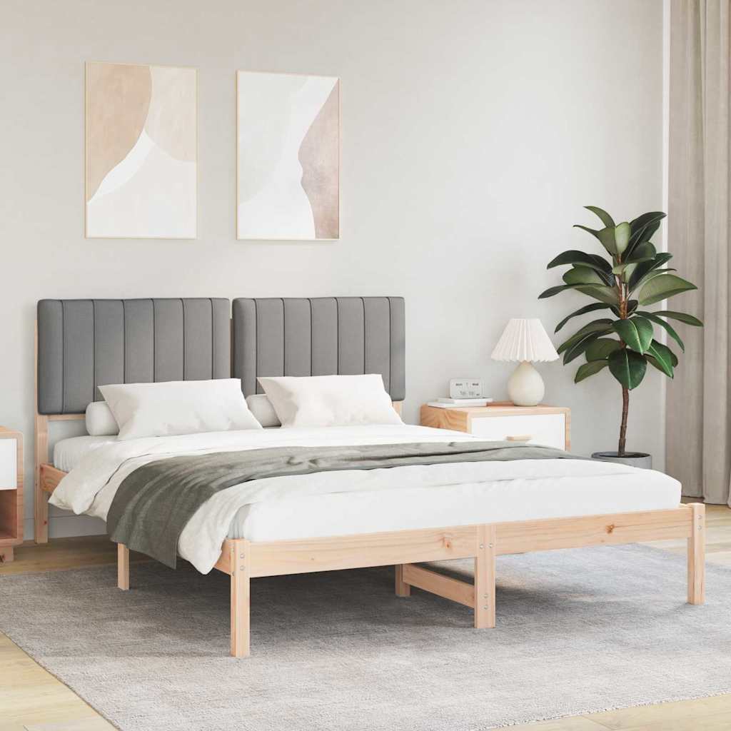 Bedframe met Gevoerd Hoofdgedeelte Lichtgrijs 150 x 200 cm