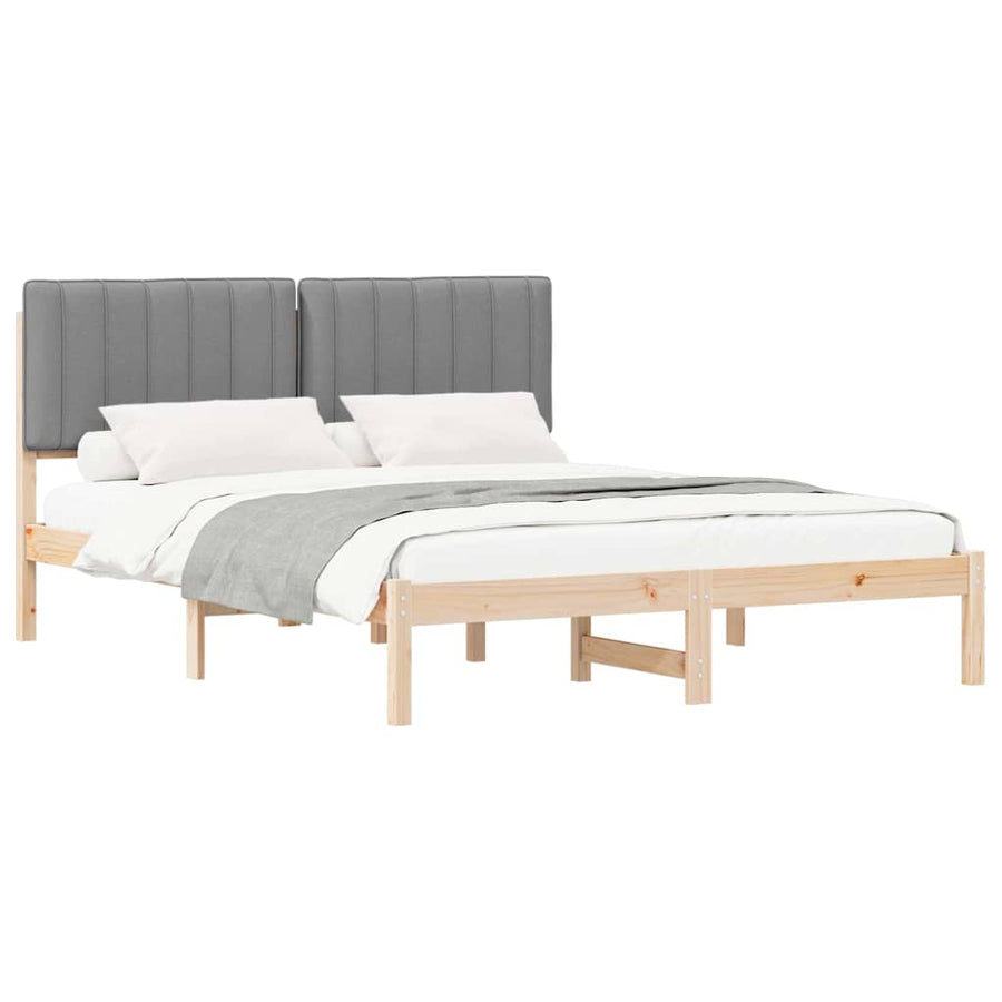 Bedframe met Gevoerd Hoofdgedeelte Lichtgrijs 150 x 200 cm