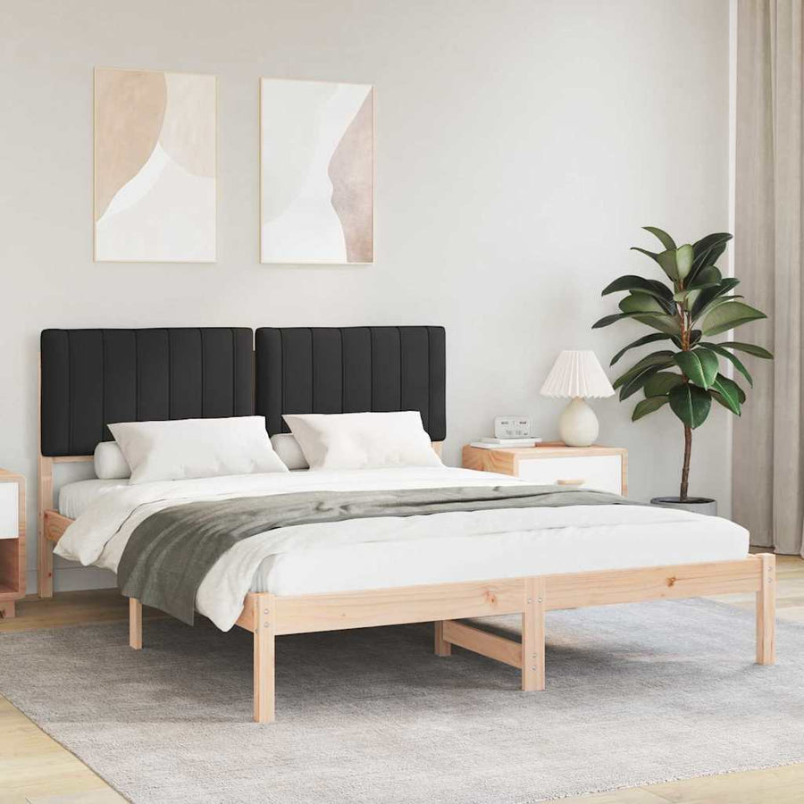 Bedframe met Gevoerd Hoofdgedeelte Zwart 150 x 200 cm