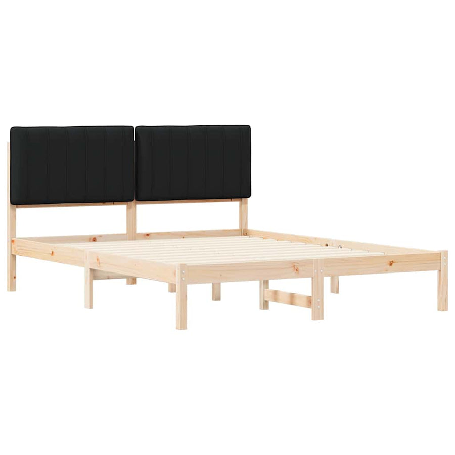 Bedframe met Gevoerd Hoofdgedeelte Zwart 150 x 200 cm