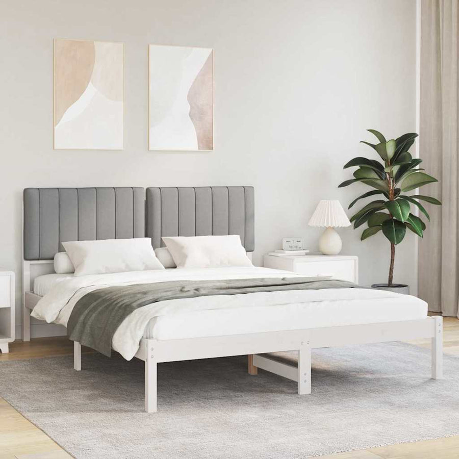 Bedframe met Gevoerd Hoofdgedeelte Lichtgrijs 150 x 200 cm