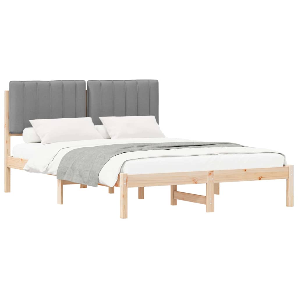 Bedframe met Gevoerd Hoofdgedeelte Lichtgrijs 140 x 200 cm