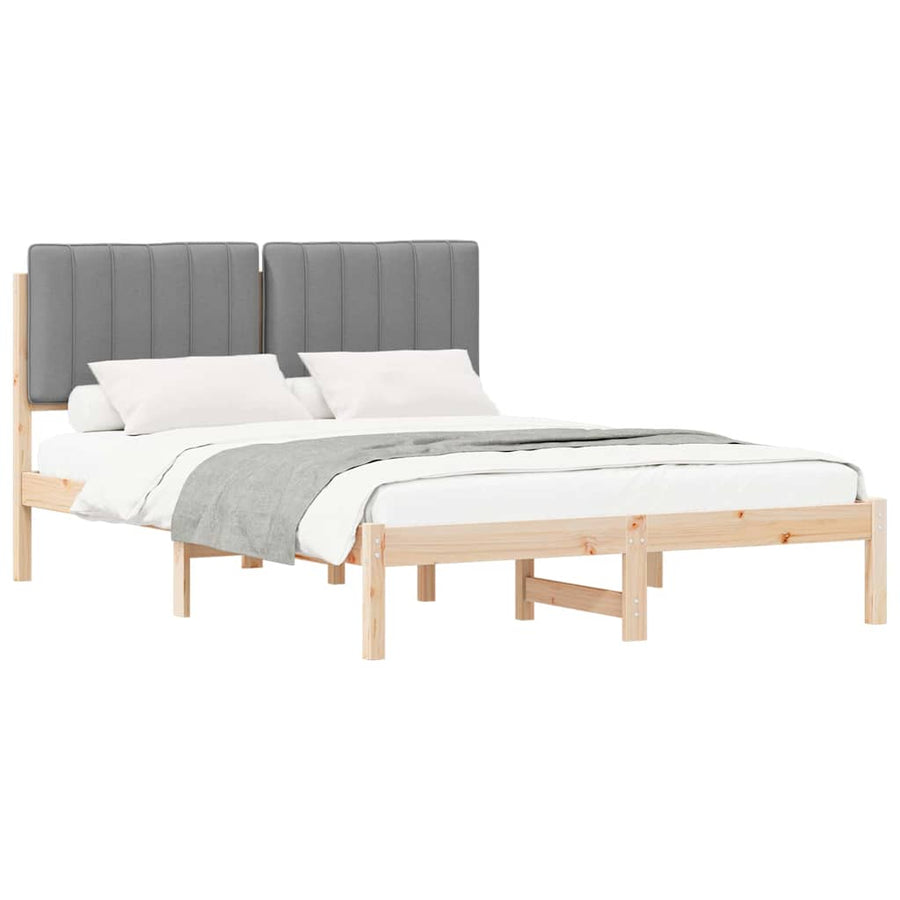 Bedframe met Gevoerd Hoofdgedeelte Lichtgrijs 140 x 200 cm