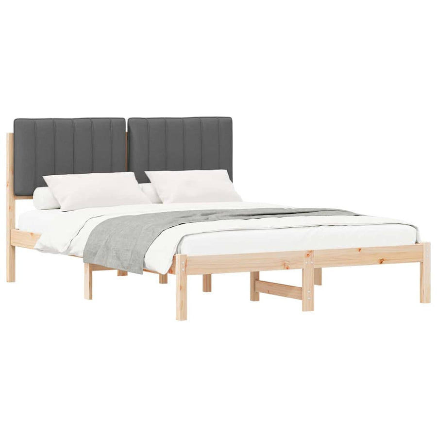 Bedframe met Gevoerd Hoofdgedeelte Donkergrijs 140 x 200 cm
