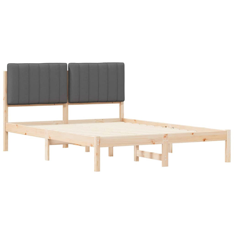 Bedframe met Gevoerd Hoofdgedeelte Donkergrijs 140 x 200 cm