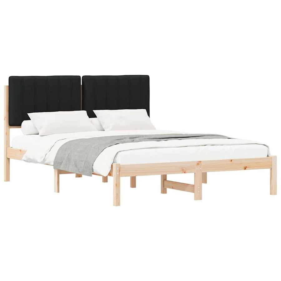 Bedframe met Gevoerd Hoofdgedeelte Zwart 140 x 200 cm