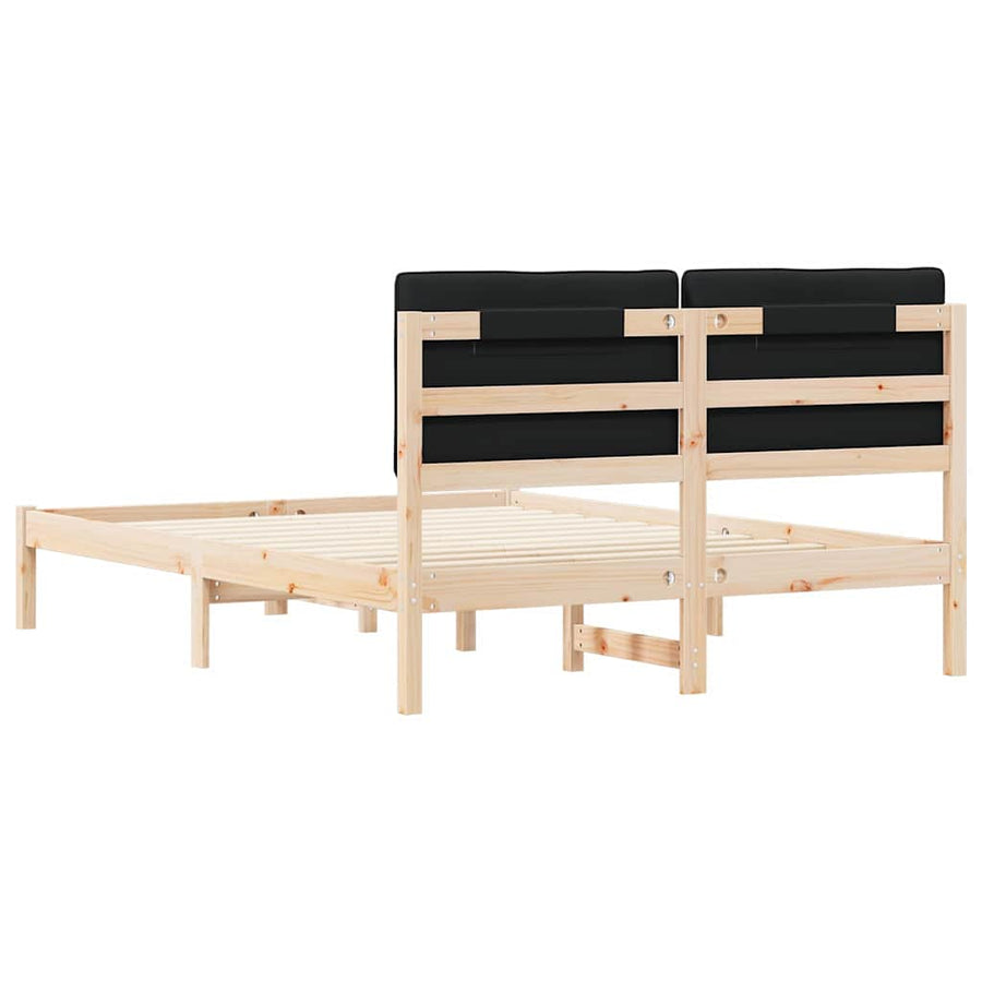 Bedframe met Gevoerd Hoofdgedeelte Zwart 140 x 200 cm