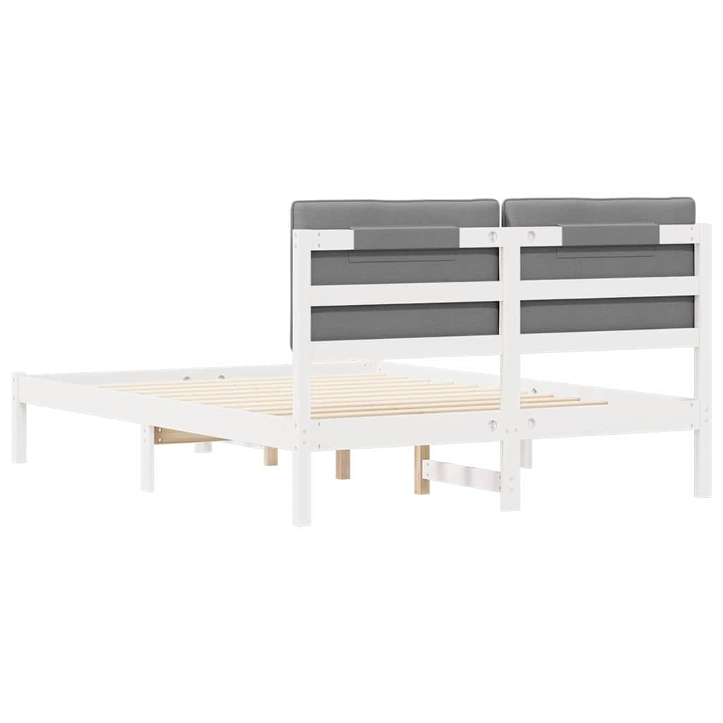 Bedframe met Gevoerd Hoofdgedeelte Lichtgrijs 140 x 200 cm