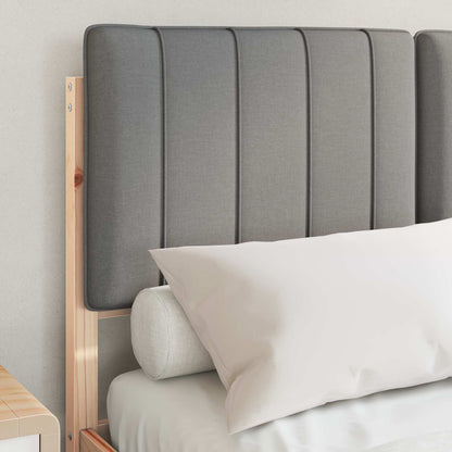 Bedframe met Gevoerd Hoofdgedeelte Natuurlijk en Lichtgrijs